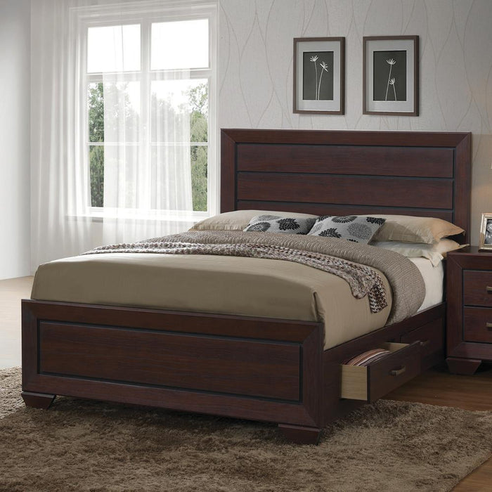 Kauffman California King, Eastren King, & Queen Panel Bed Dark Cocoa