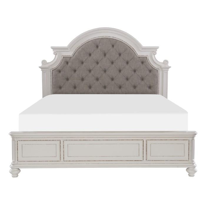 Baylesford King Upholstered Panel Bed in Antique White 1624KW-1EK*