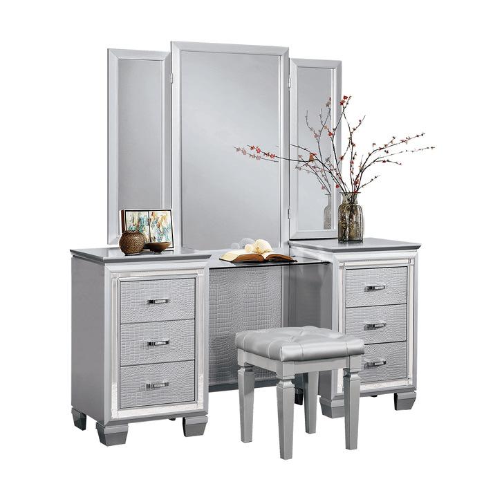 Allura Vanity Dresser with Mirror in Silver 1916-15*