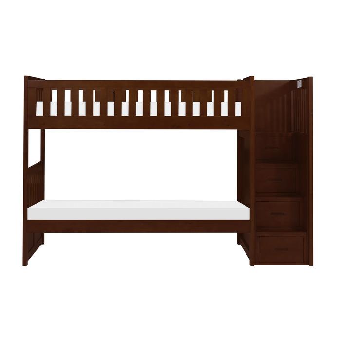Rowe Bunk Bed w/ Reversible Step Storage in Dark Cherry B2013SBDC-1*