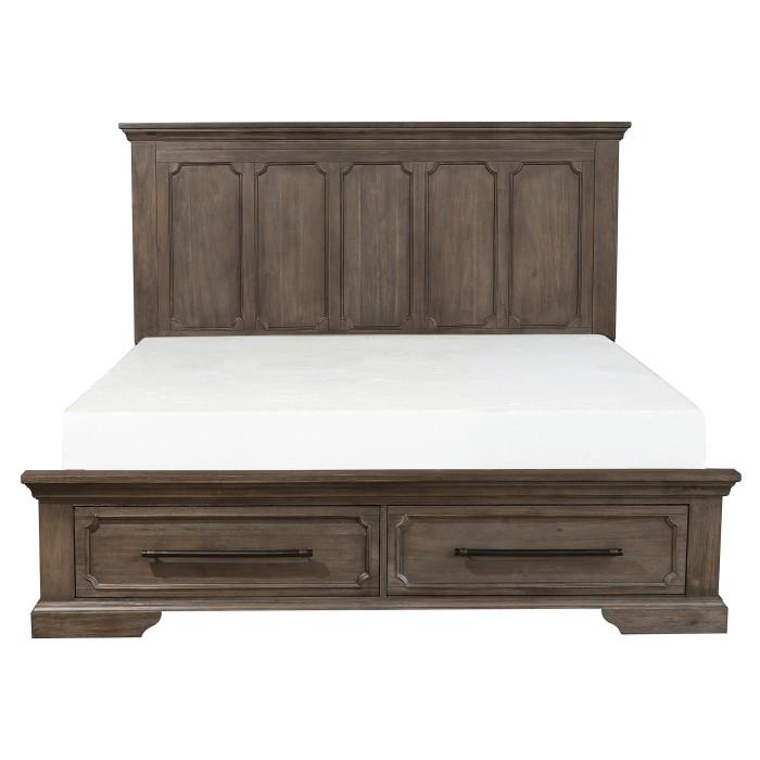 Taulon Queen Platform Bed with Footboard Storage in Dark Oak 5438-1*