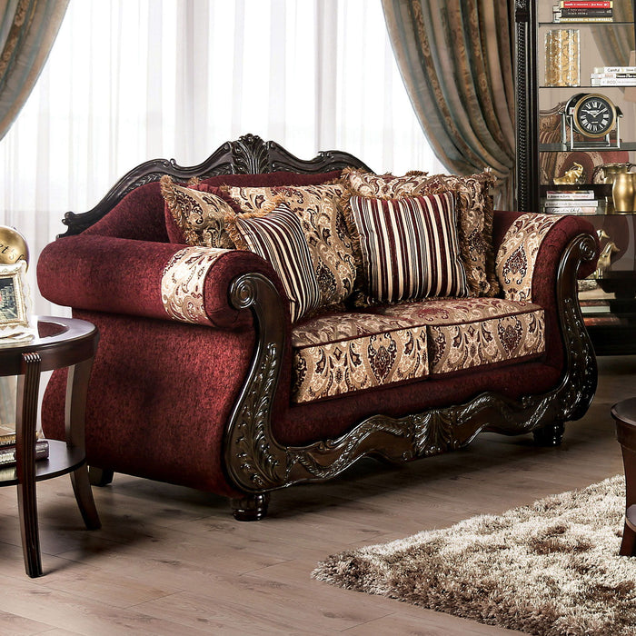 Matteo - Loveseat - Burgundy / Brown