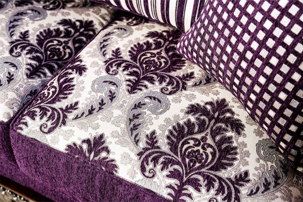 Emilia - Loveseat - Purple / Silver