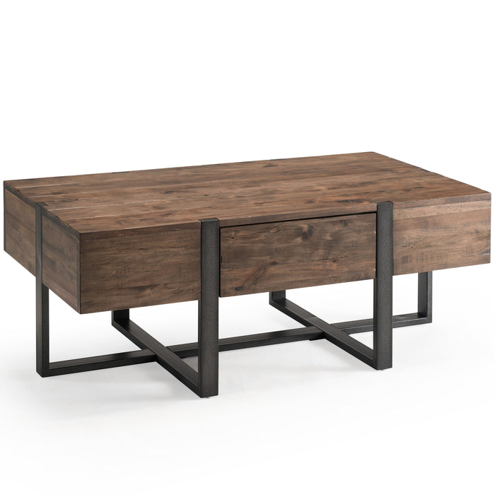 Prescott - Modern Reclaimed Wood Condo Rectangular Coffee Table in Rustic Honey
