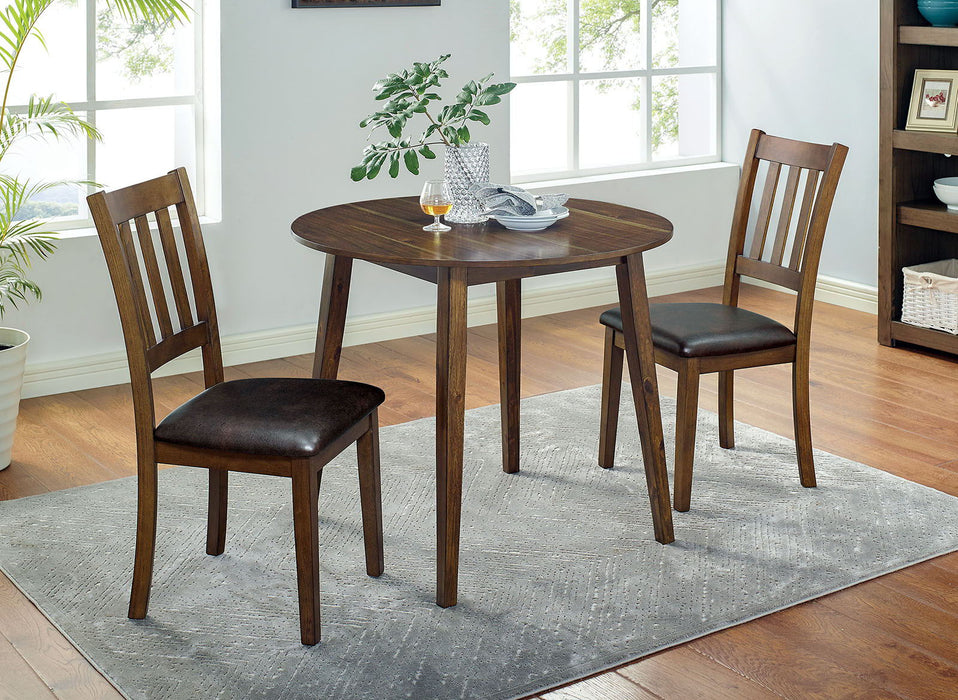 Blackwood - 3 Piece Round Dining Table Set - Walnut / Dark Brown