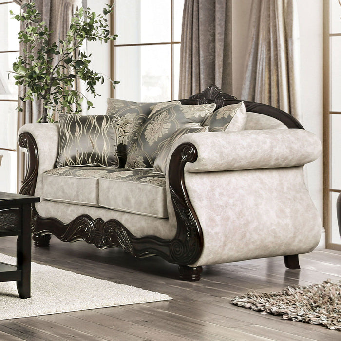 Clarice - Loveseat - Beige / Silver