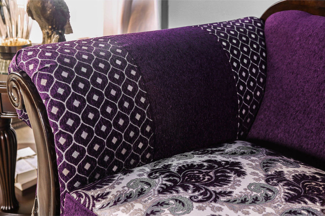 Emilia - Loveseat - Purple / Silver