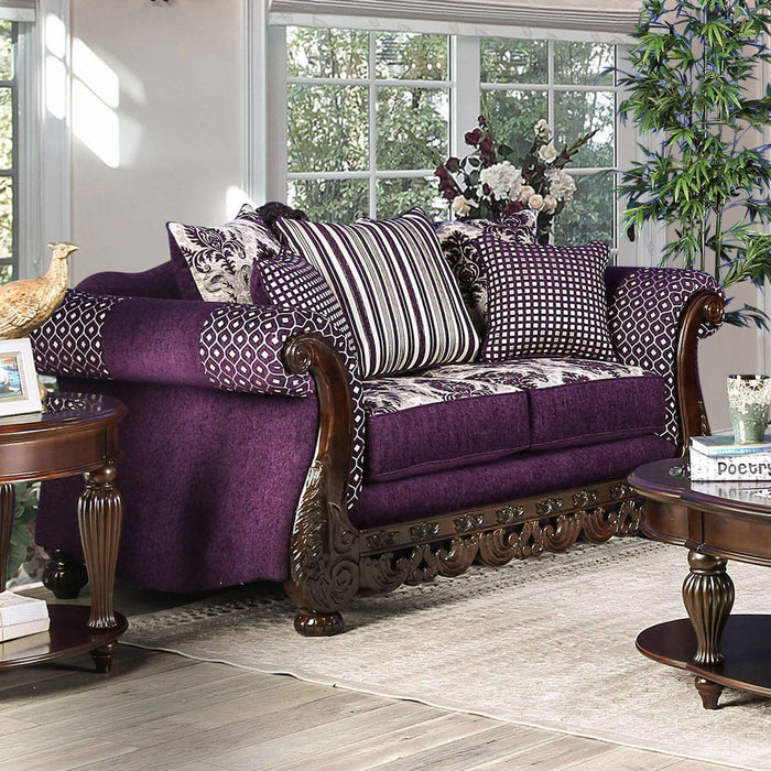 Emilia - Loveseat - Purple / Silver