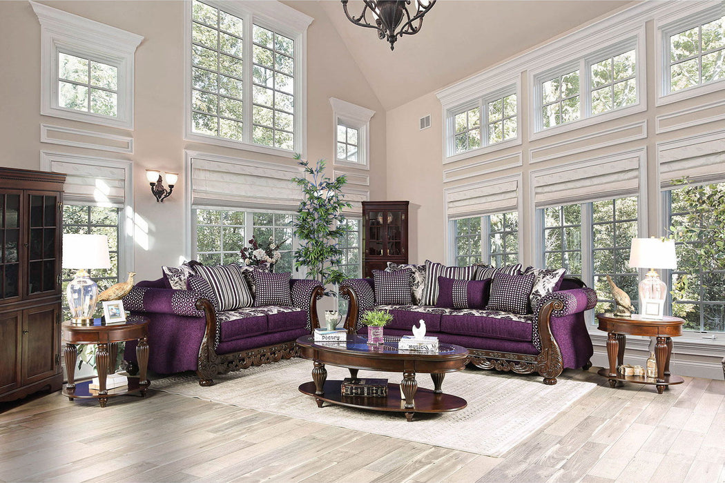 Emilia - Loveseat - Purple / Silver
